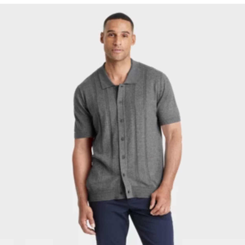 27. Men's Short Sleeve Cardigan - Goodfellow & Co™ Charcoal Gray